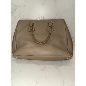Prada Vitello Daino Double-Handle Tote in Talco